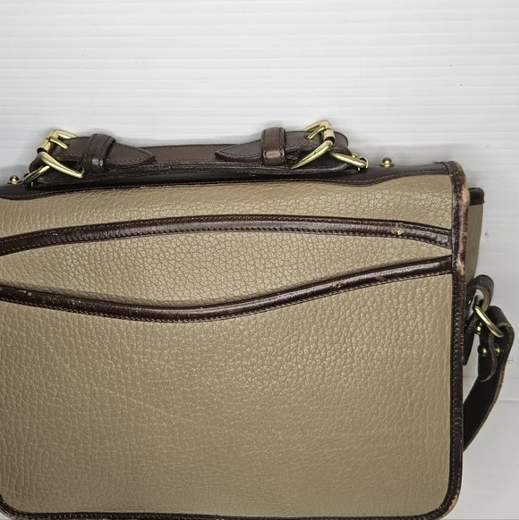 Vintage Dooney & Bourke Carrier Leather Satchel Taupe & Burnt Cedar Shoulder Bag